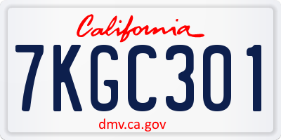 CA license plate 7KGC301