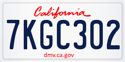CA license plate 7KGC302
