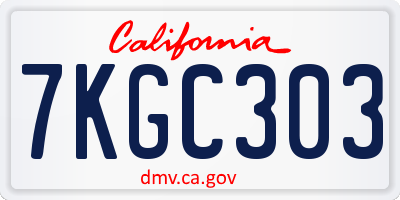 CA license plate 7KGC303