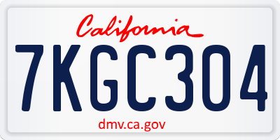 CA license plate 7KGC304