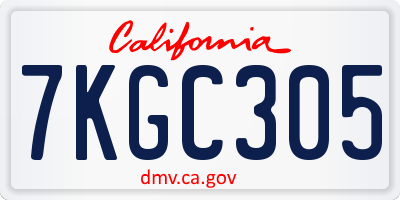 CA license plate 7KGC305