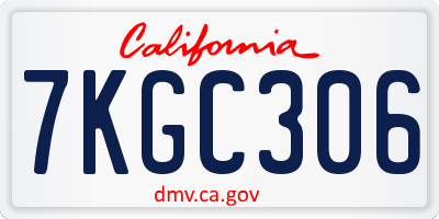 CA license plate 7KGC306