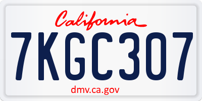 CA license plate 7KGC307