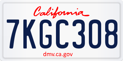 CA license plate 7KGC308