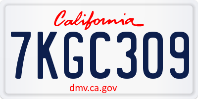 CA license plate 7KGC309