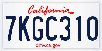 CA license plate 7KGC310