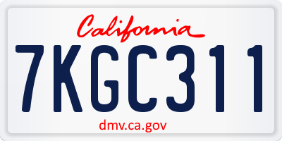 CA license plate 7KGC311