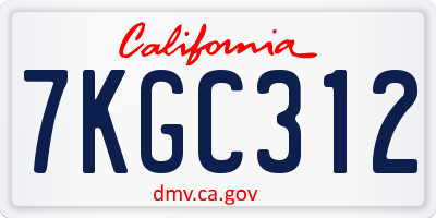 CA license plate 7KGC312