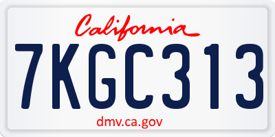 CA license plate 7KGC313