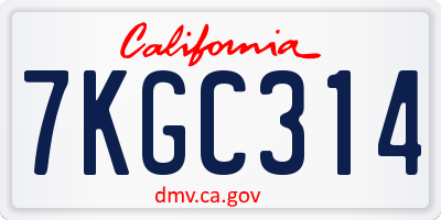 CA license plate 7KGC314