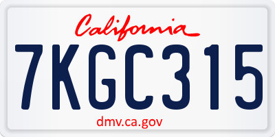 CA license plate 7KGC315