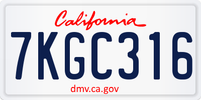 CA license plate 7KGC316