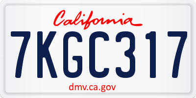 CA license plate 7KGC317