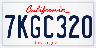 CA license plate 7KGC320