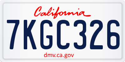 CA license plate 7KGC326