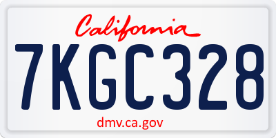 CA license plate 7KGC328
