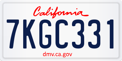 CA license plate 7KGC331