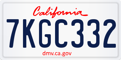 CA license plate 7KGC332