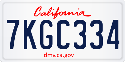 CA license plate 7KGC334