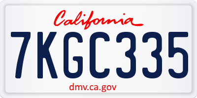 CA license plate 7KGC335