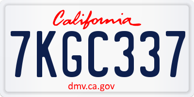 CA license plate 7KGC337