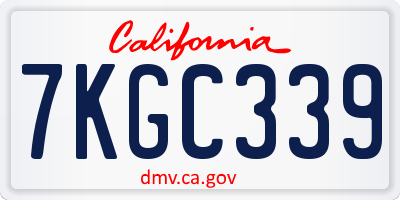 CA license plate 7KGC339