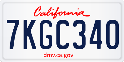 CA license plate 7KGC340