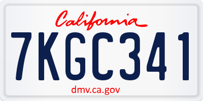 CA license plate 7KGC341