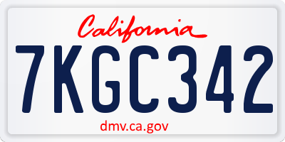 CA license plate 7KGC342