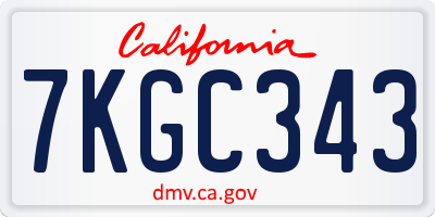 CA license plate 7KGC343