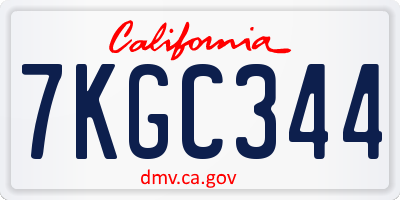 CA license plate 7KGC344