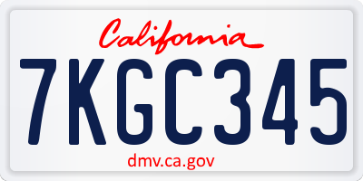 CA license plate 7KGC345