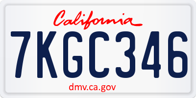CA license plate 7KGC346