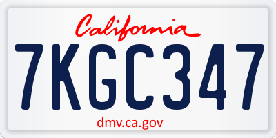 CA license plate 7KGC347