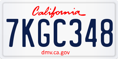 CA license plate 7KGC348