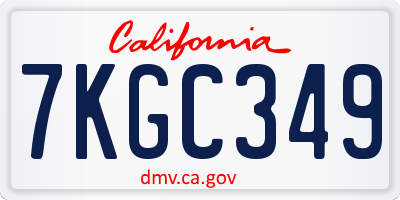 CA license plate 7KGC349
