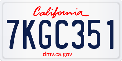 CA license plate 7KGC351