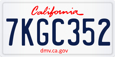 CA license plate 7KGC352