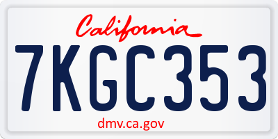 CA license plate 7KGC353