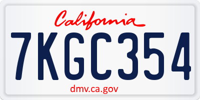 CA license plate 7KGC354