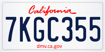 CA license plate 7KGC355