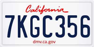 CA license plate 7KGC356