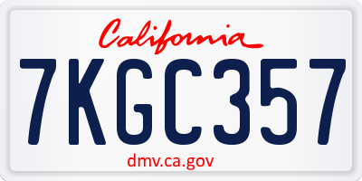 CA license plate 7KGC357