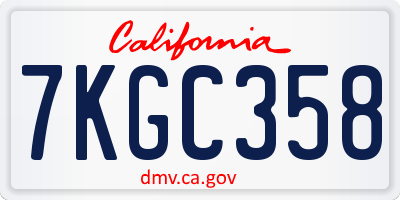 CA license plate 7KGC358