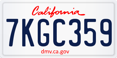 CA license plate 7KGC359