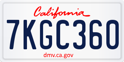 CA license plate 7KGC360