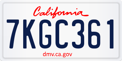 CA license plate 7KGC361
