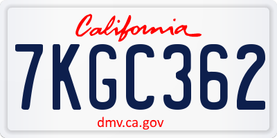 CA license plate 7KGC362