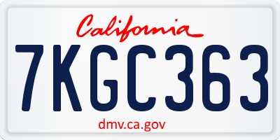 CA license plate 7KGC363