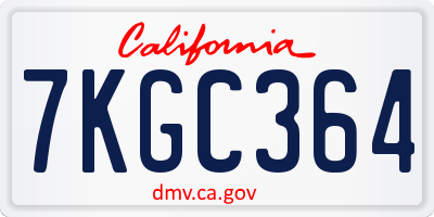 CA license plate 7KGC364
